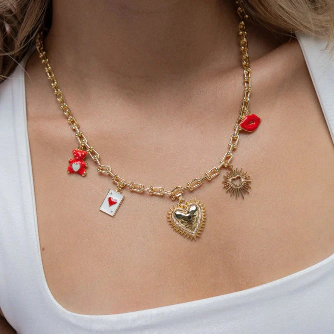RED& GOLD CHARMS NECKLACE