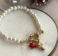 PEARLS AND HEART BRACELET